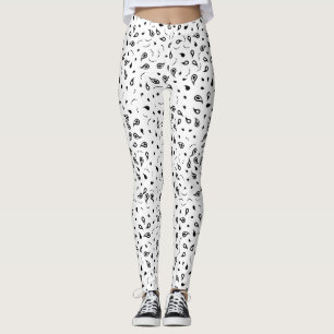 Legging Impressão de Paisley Preto e Branco