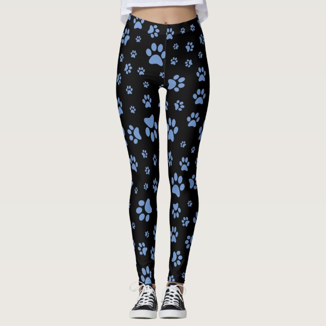 Legging Impressão de Pata Negra e Azul Meninas de Yoga (Frente)