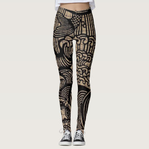 Legging Impressão de Peixe Dourado Preto