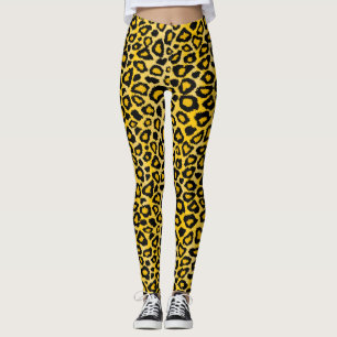 Legging Impressão de Pele Amarela Brilhante de Pele de An