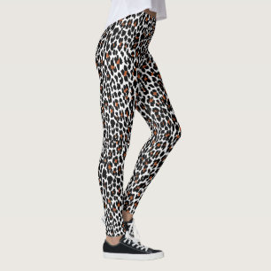 Legging Impressão de pele branca-leopardo