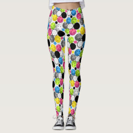 Legging Impressão de Pickleball com bolas fúcsia