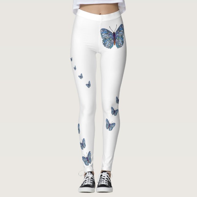 Legging Impressão de primavera para-muralhas-borboletas (Frente)