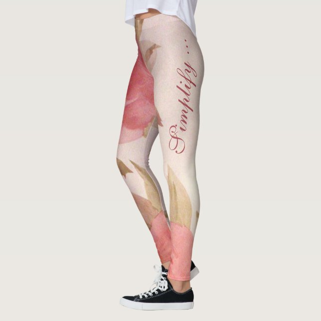 Legging Impressão de Rosa de poeira rosa (Esquerda)