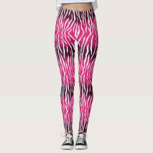 Legging Impressão de tigre branco, cor-de-rosa gradiente