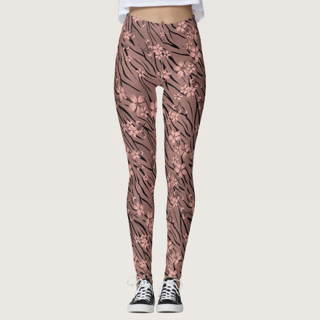 Legging Impressão de tigre floral (Frente)