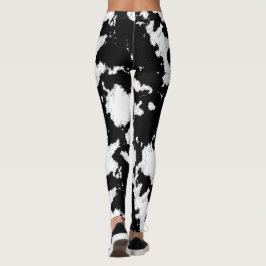 Legging Impressão de Vaca Faux, Preto e Branco