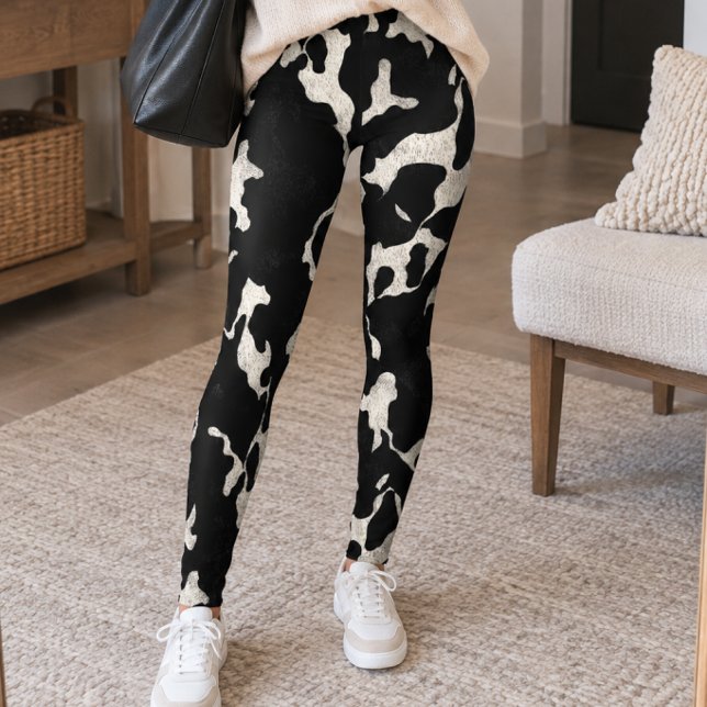 Legging Impressão de Vaca Preto e Branco (Criador carregado)