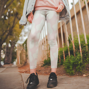 Legging Impressão de vaca rosa-claro