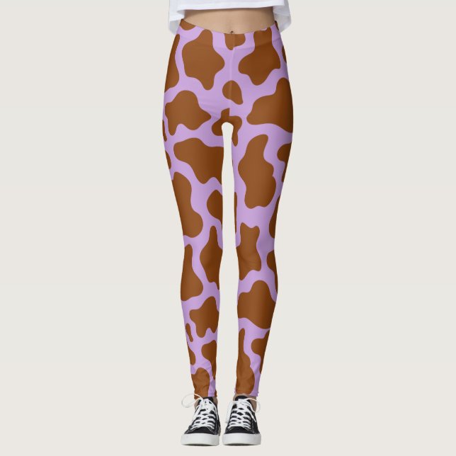 Legging impressão de vaca roxa pastel (Frente)
