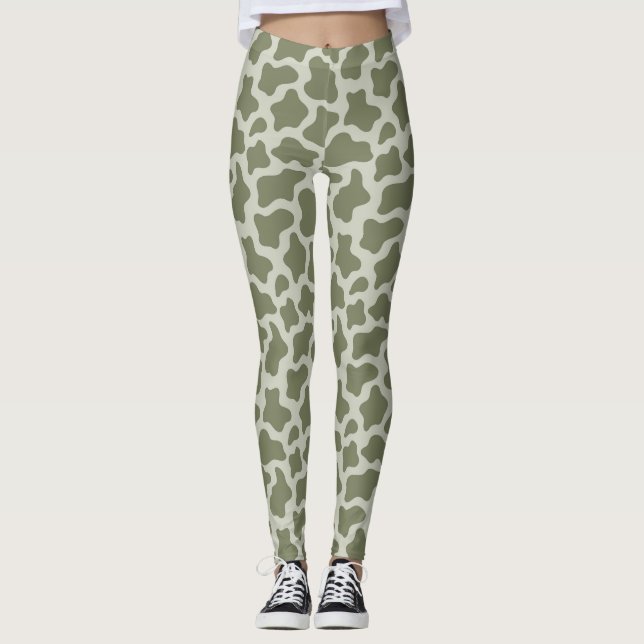 Legging Impressão de Vaca Verde Sage (Frente)