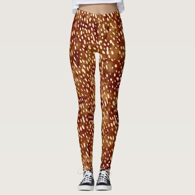 Legging Impressão de veado de aquarela (Frente)