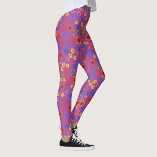 Legging Impressão de vovó Floral Chic Retro na Magenta