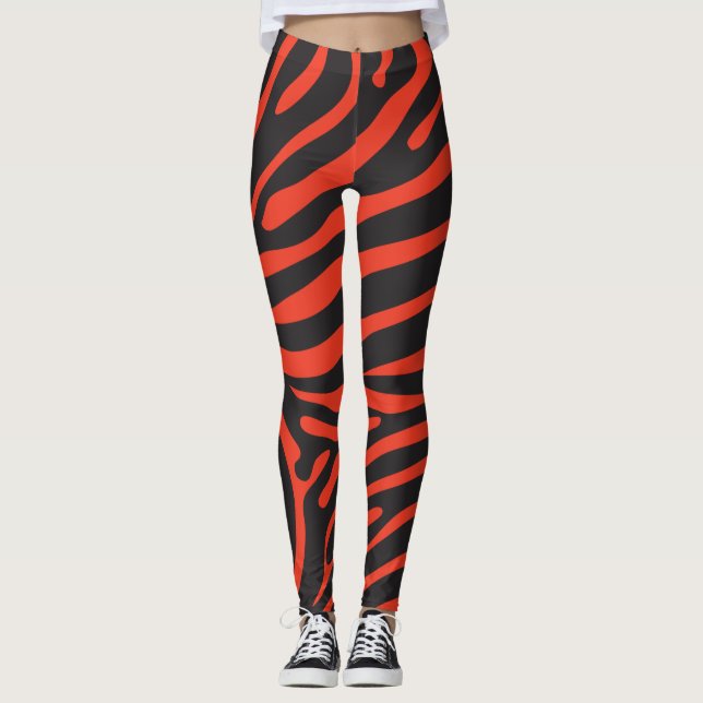 Legging Impressão de Zebra Negra e Vermelha (Frente)