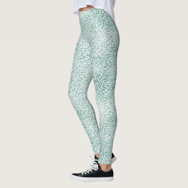 Legging Impressão do Leopardo Branco Girly Mint (Esquerda)