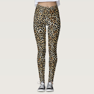 Legging Impressão do Leopardo Branco Tan Preto Moderno