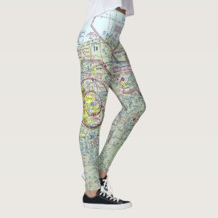 Legging Impressão do mapa da aviação das calças Yoga/l