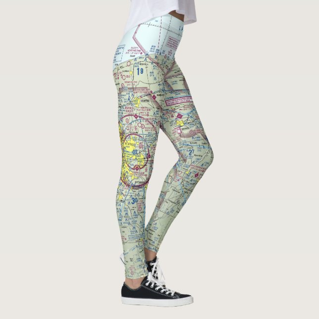 Legging Impressão do mapa da aviação das calças Yoga/leggi (Direita)