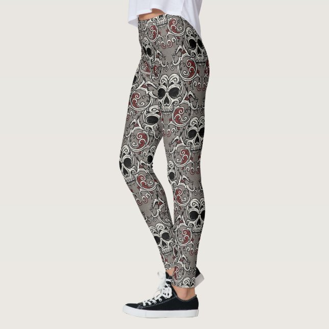 Legging Impressão do Skull Motif Halloween (Esquerda)