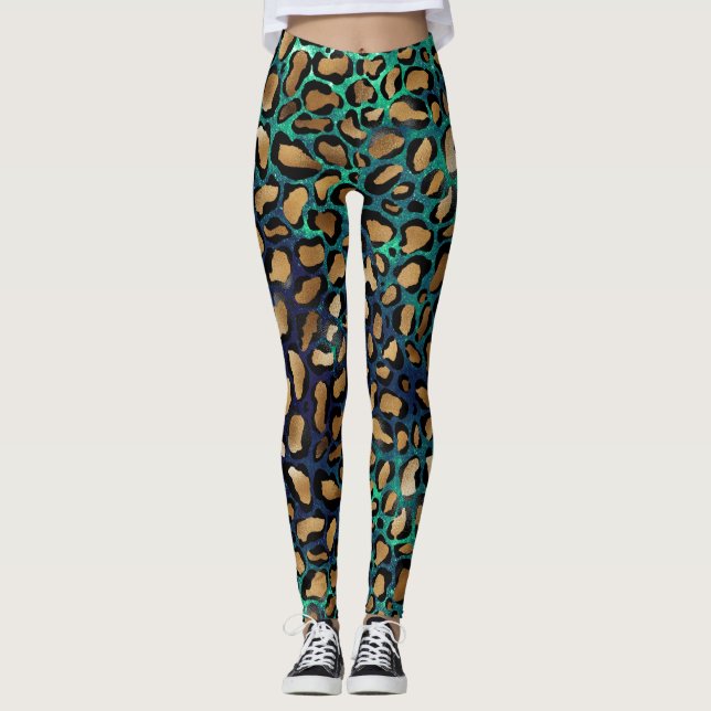 Legging Impressão em animais azuis e lacrimogêneos (Frente)