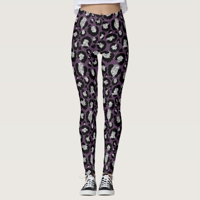Legging Impressão em animais de ameixa escura (Frente)