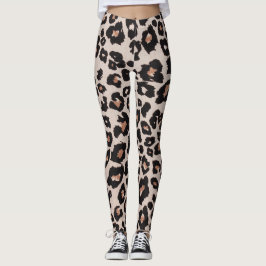 Legging Impressão em animais de leopardo preto-e-cinza