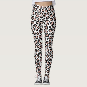 Legging Impressão em animais de leopardo preto e rosa