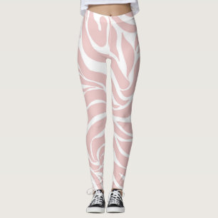 Legging Impressão em branco de zebra rosa-rosa-esbranqui