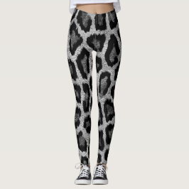 Legging Impressão em cinza de Leopardo Negro