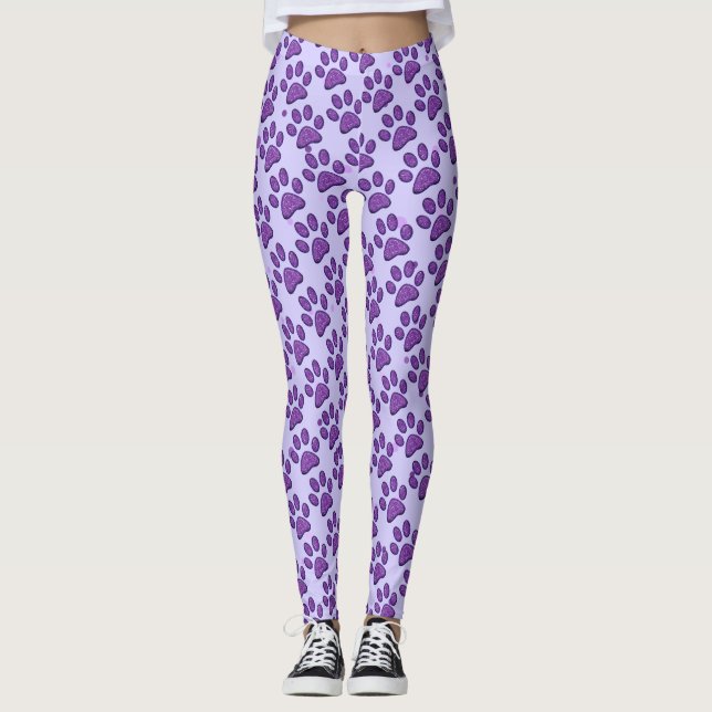 Legging impressão em pata cinzenta - roxa (Frente)