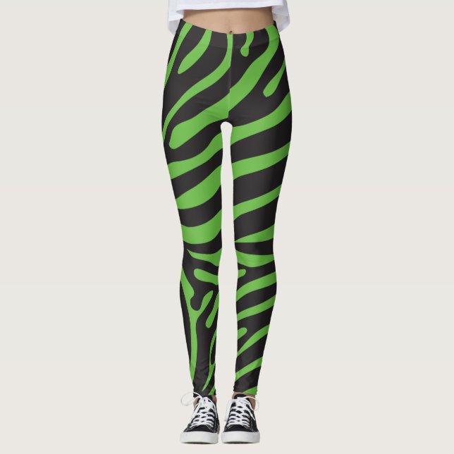 Legging Impressão em Zebra Verde limão e Preta (Frente)