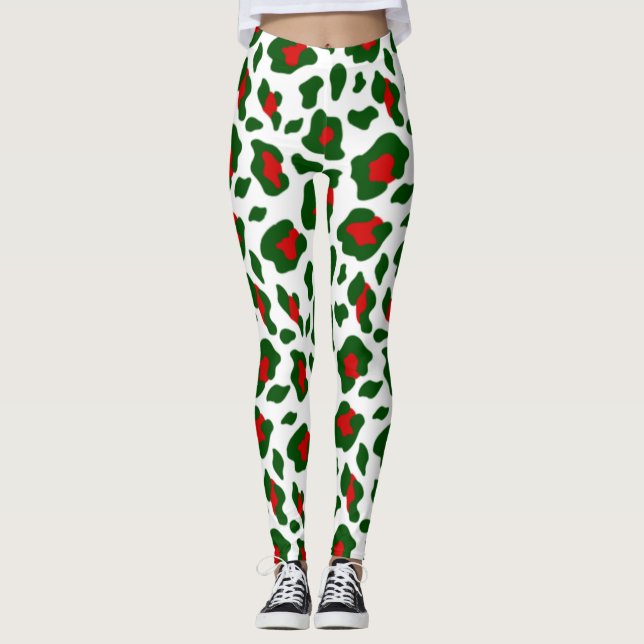 Legging Impressão feia de leopardo de natal (Frente)