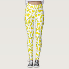 Legging Impressão floral amarelo em forma de coração a bra