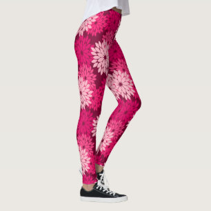 Legging Impressão floral moderno do quimono, rosa coral &