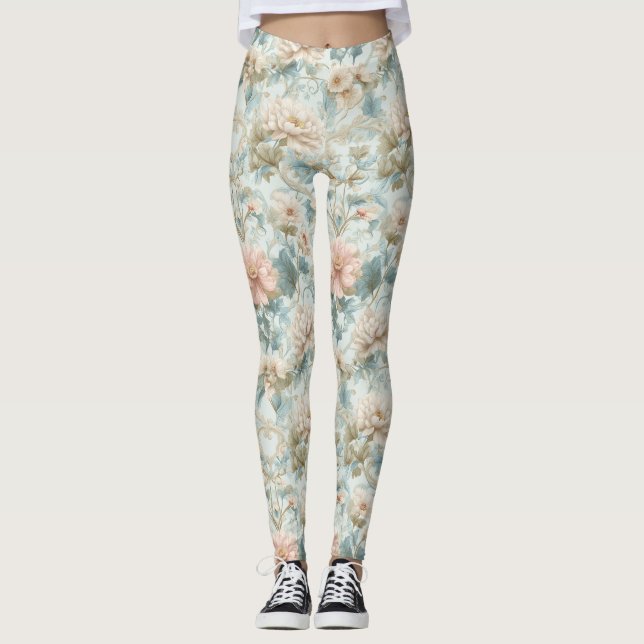 Legging Impressão Floral Pastel Régia Romântica (Frente)