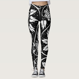 Legging Impressão floral preto & branco de HotLeggings -