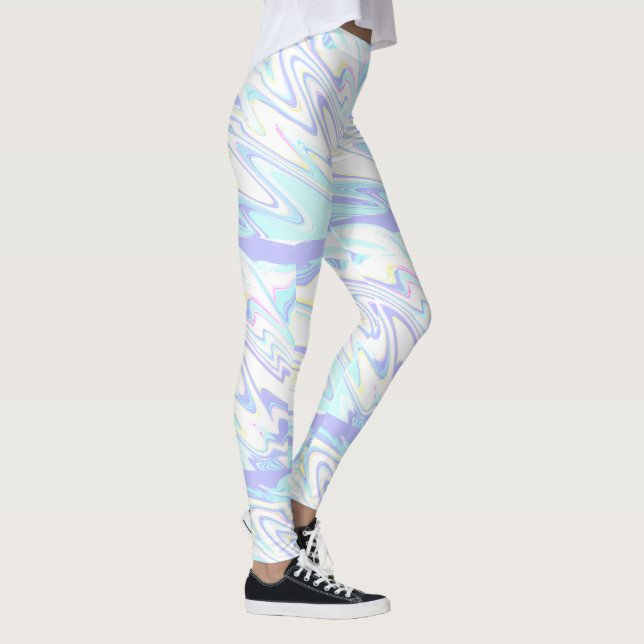 Legging Impressão Holográfica Amarela Púrpura Pastel Azul (Direita)