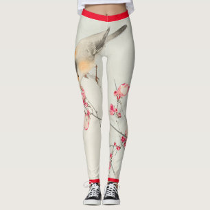 LEGGING IMPRESSÃO JAPONÊS DE PÁSSAROS E PÁSSAROS DE P
