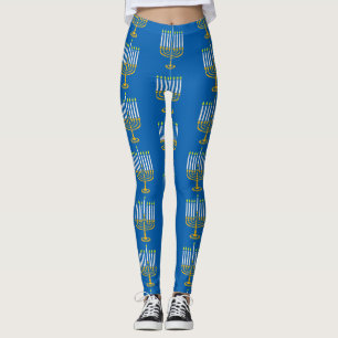 Legging impressão judeu menorah amarela hanukkah