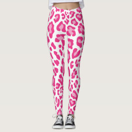 Legging Impressão Leopardo Cor-de-Rosa e Branco