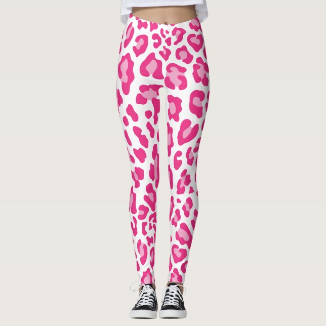 Legging Impressão Leopardo Cor-de-Rosa e Branco (Frente)
