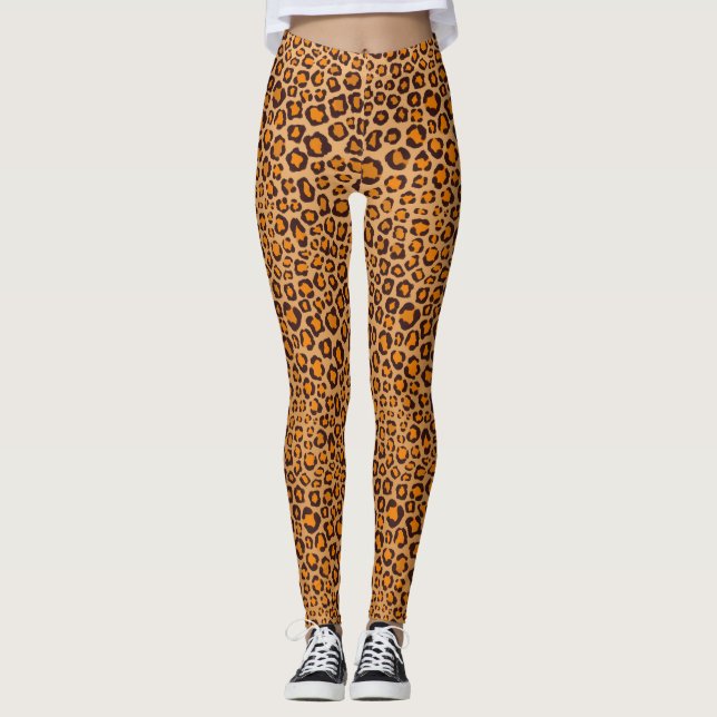 Legging Impressão Leopardo Desenhada em Mão Real (Frente)