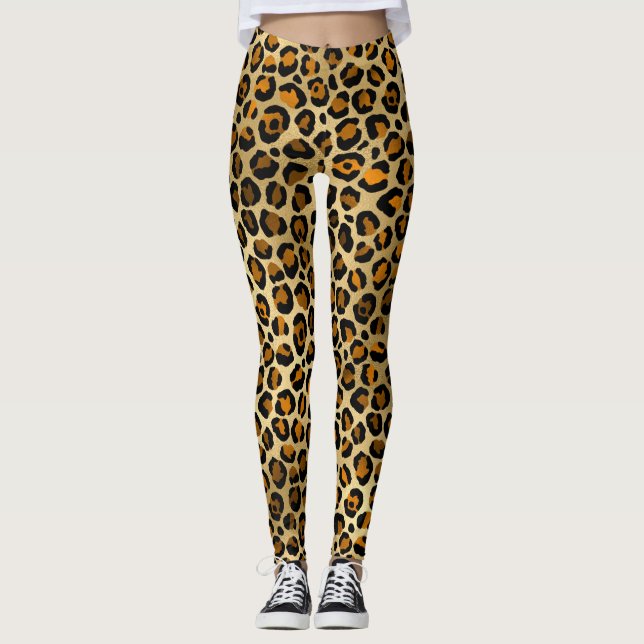 Legging Impressão Leopardo Moderna Dourada (Frente)