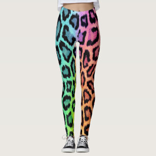 Legging Impressão Leopardo Multicolorida Divertida