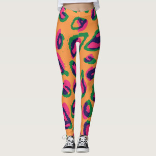 Legging Impressão Leopardo, Padrão Animal Colorido.