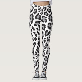 Legging Impressão Leopardo Preta, Branca e Cinza