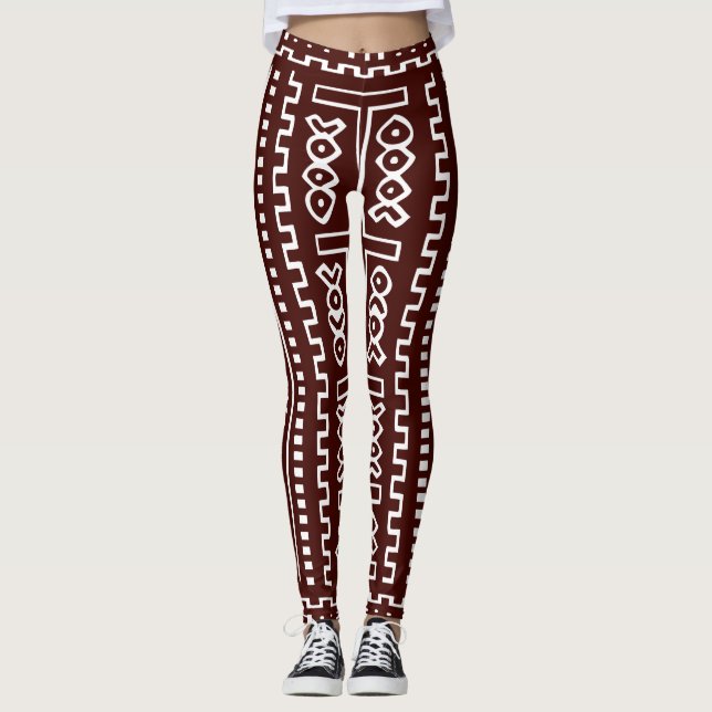 Legging Impressão Maxi de Brown Mudcloth (Frente)