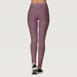 Legging Impressão moderna de animais mosaicos rosa, laran