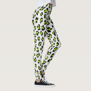 Legging Impressão Neon Green Leopard Estilo 80