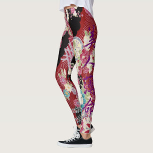 Legging Impressão oriental do quimono